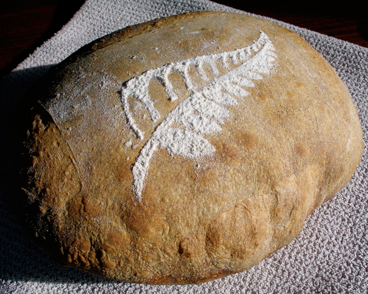 Rewena bread decorated with a New Zealand Silver Fern motif